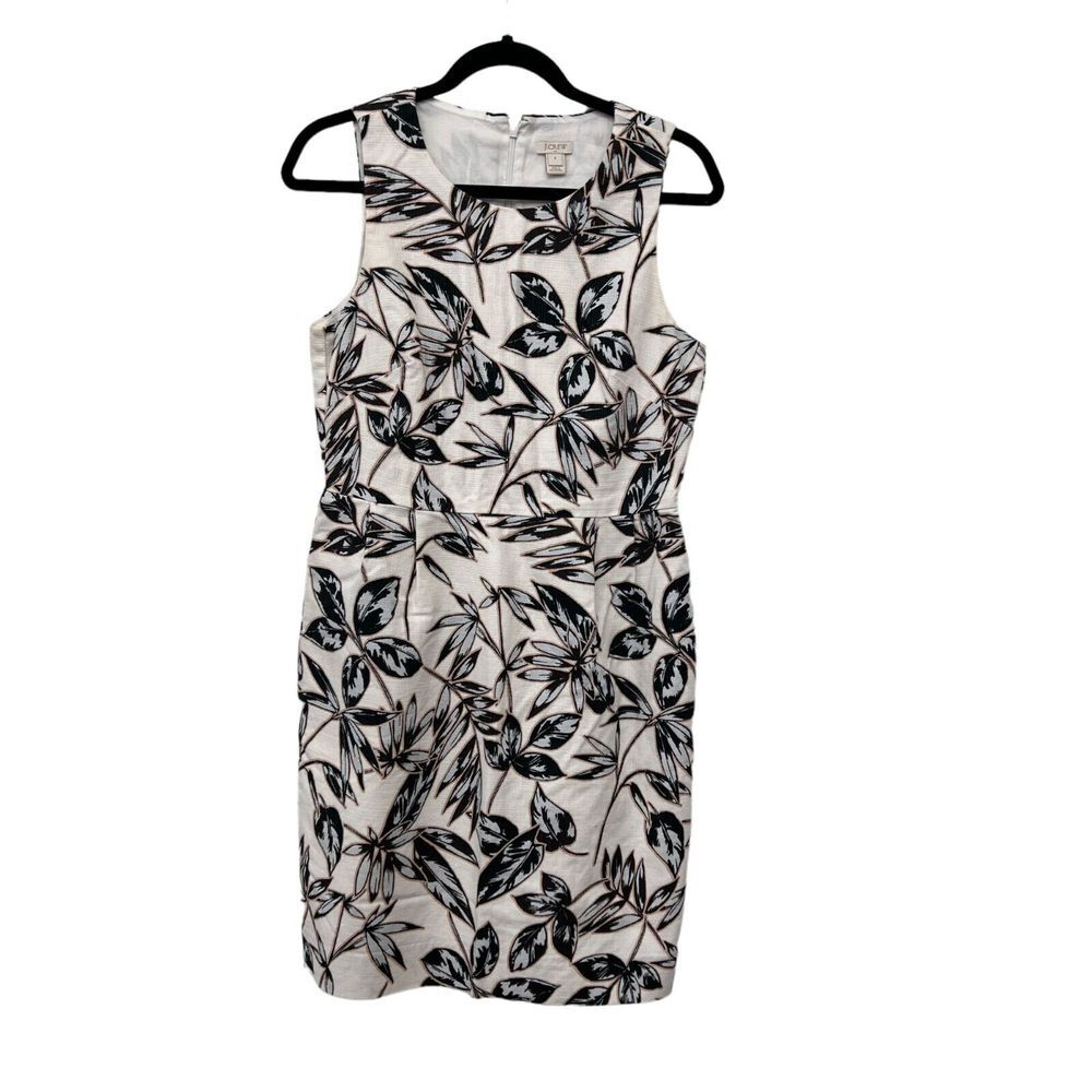 J. Crew white sleeveless womens pencil dress‎ floral back zipper Size: 8